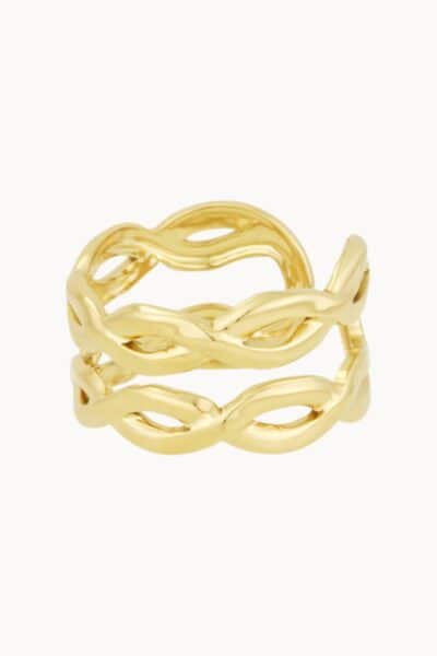 Złoty pierścień z plecioną strukturą