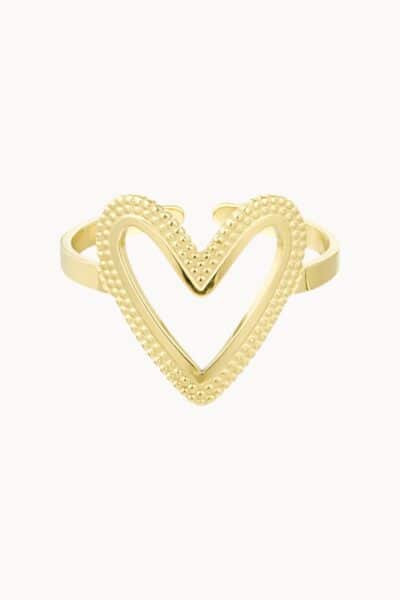 Złoty pierścionek w kształcie serca