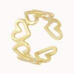 Złoty pierścionek z sercami