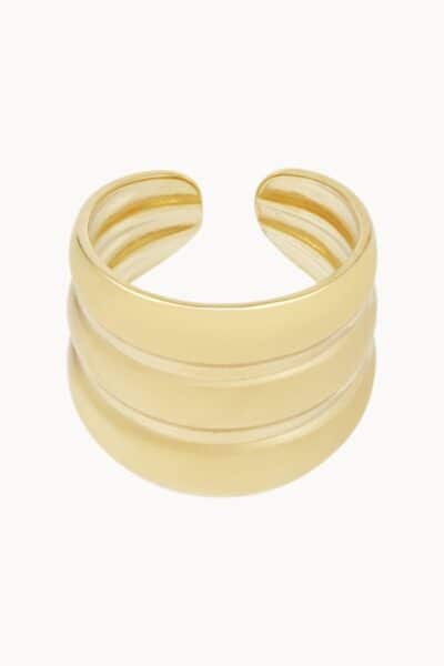 Złoty pierścionek z szerokimi pasami