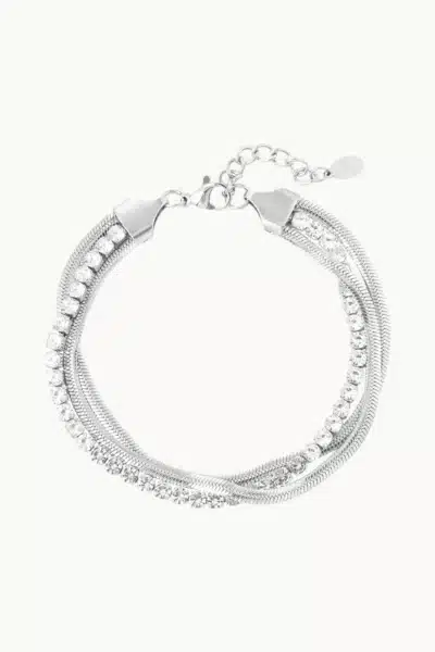 Bransoletka z cyrkoniami i splotem snake